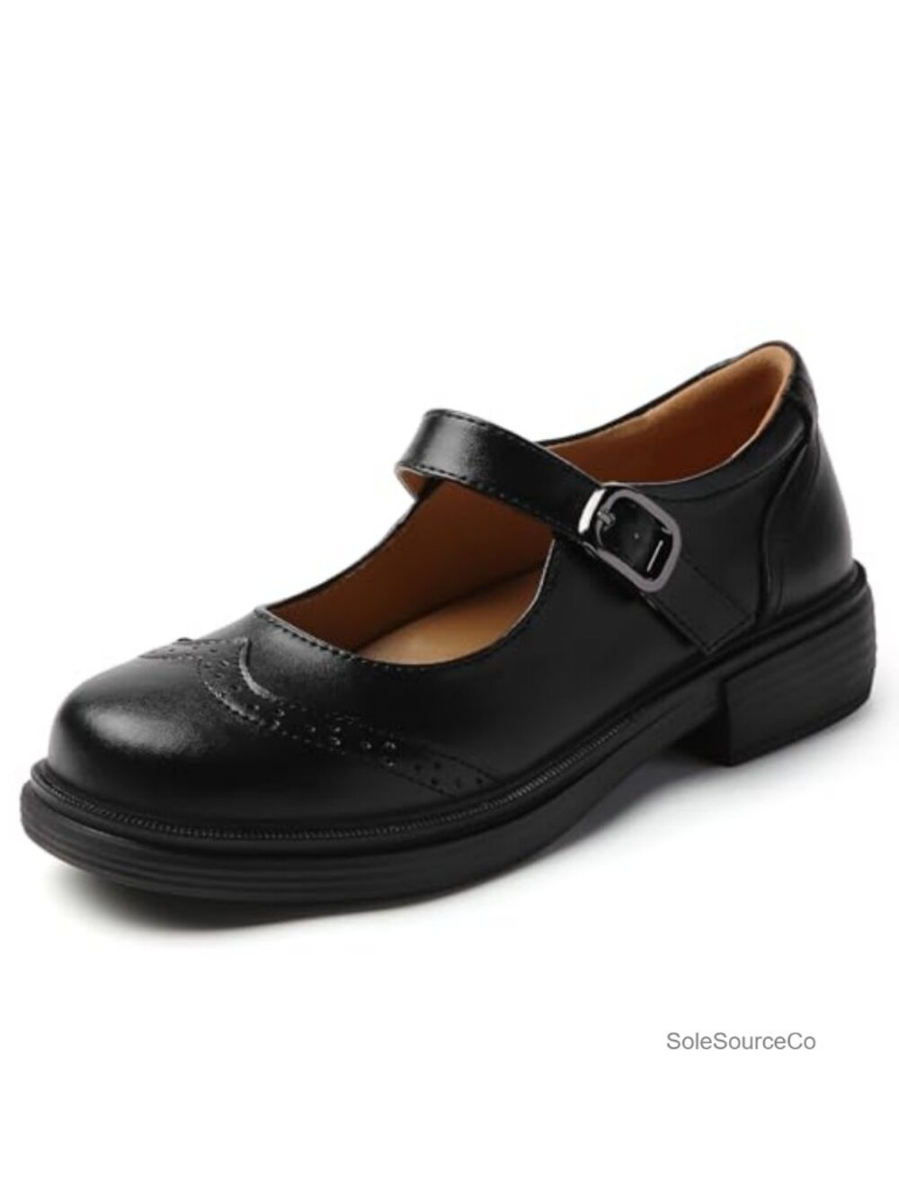 Women's Leather Mary Jane Flats with Platform, Non-Slip Work Shoes